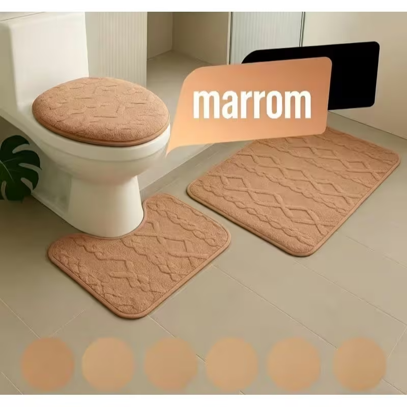Conjunto de 3 tapetes para banheiro, macios, antiderrapantes